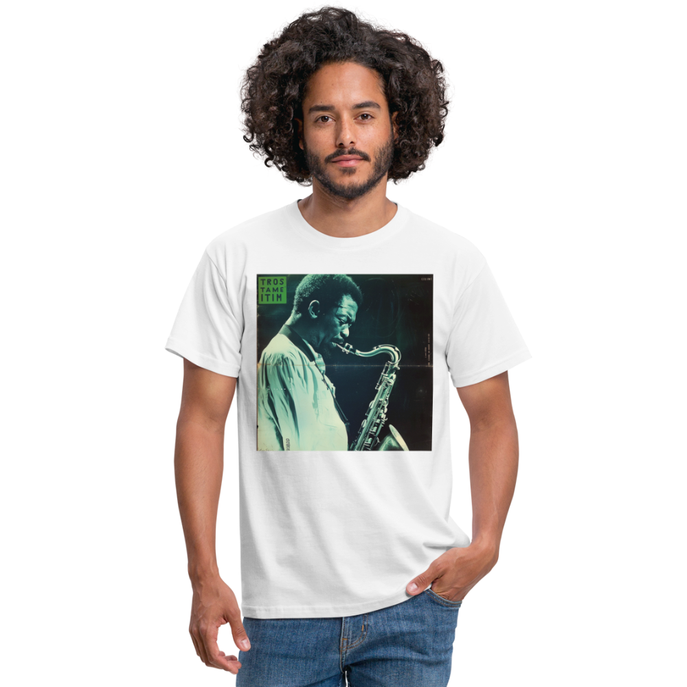 Gåtfull figur i jazzens underground, T-shirt herr - vit