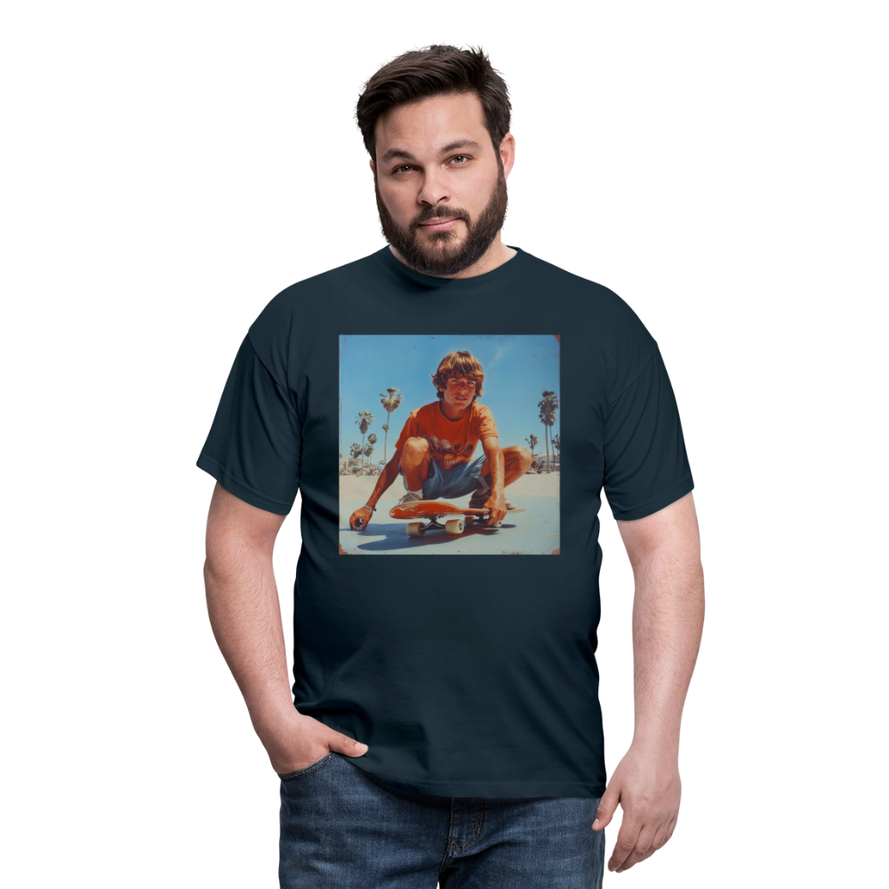 Sunset Vibes, 70s Style, T-shirt herr - marinblå