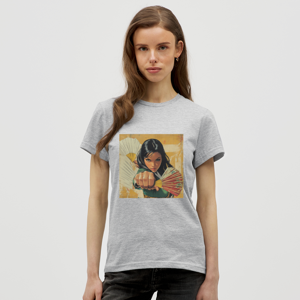 Blå Lotus , T-shirt dam - gråmelerad