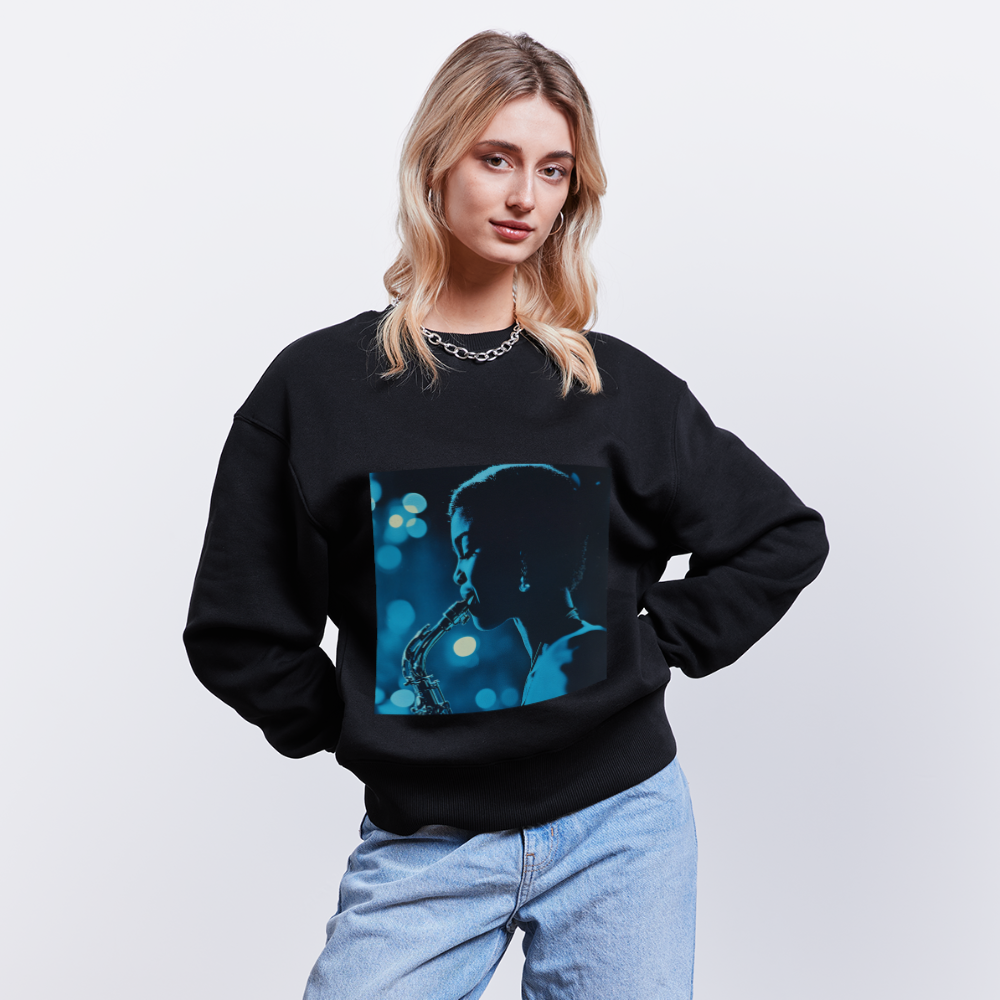 Blå toner i skymningen, Ekologisk oversizetröja RADDER unisex från Stanley/Stella - svart