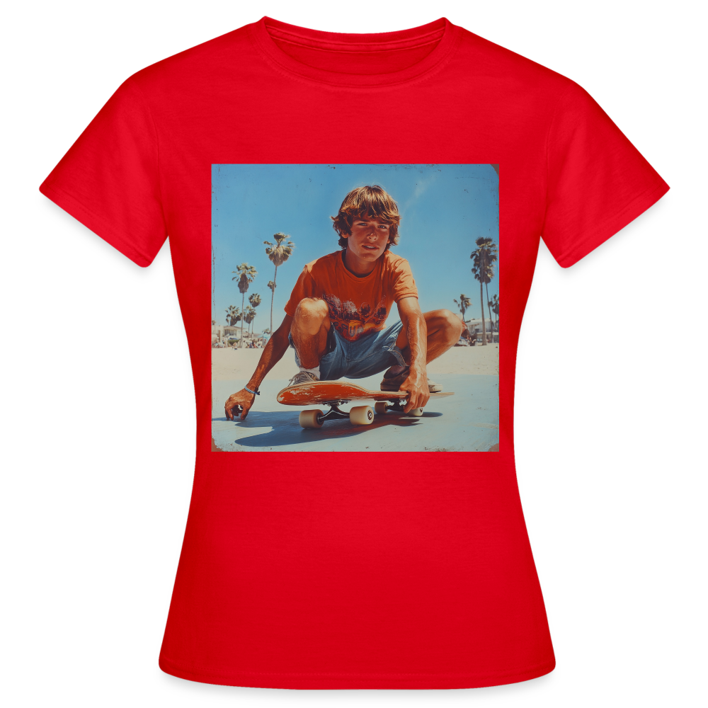 Sunset Vibes, 70s Style, T-shirt dam - röd