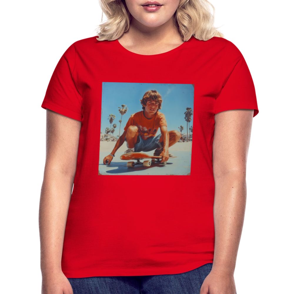 Sunset Vibes, 70s Style, T-shirt dam - röd