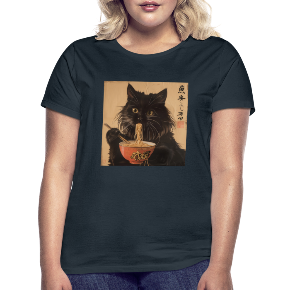 Kejsarens Katt och Ramens Hemlighet, T-shirt dam - marinblå