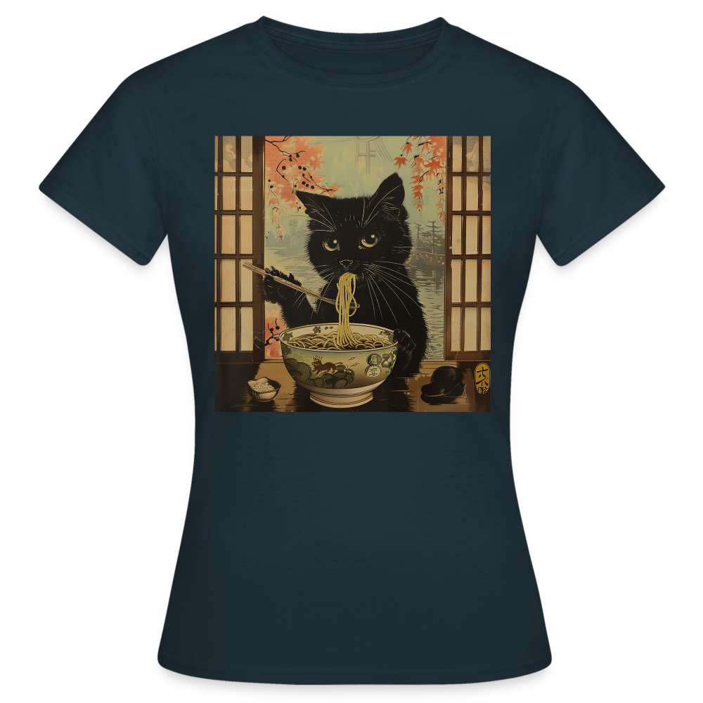 Ramenkatt, T-shirt dam - marinblå