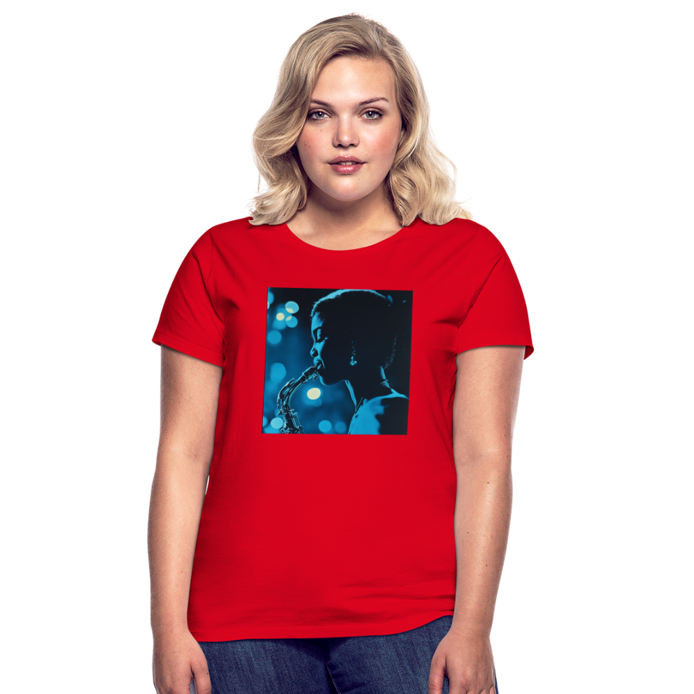 Blå toner i skymningen, T-shirt dam - röd