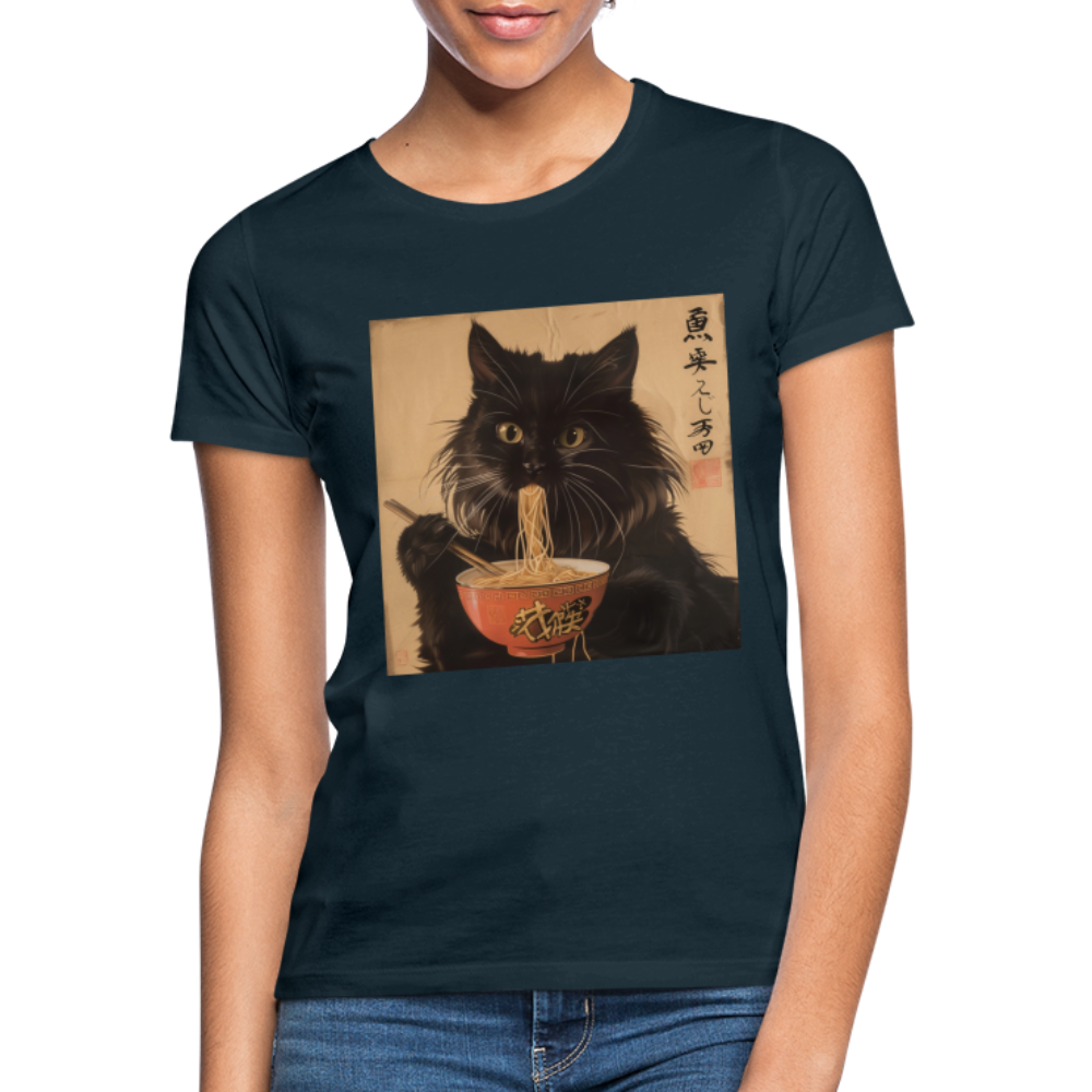 Kejsarens Katt och Ramens Hemlighet, T-shirt dam - marinblå