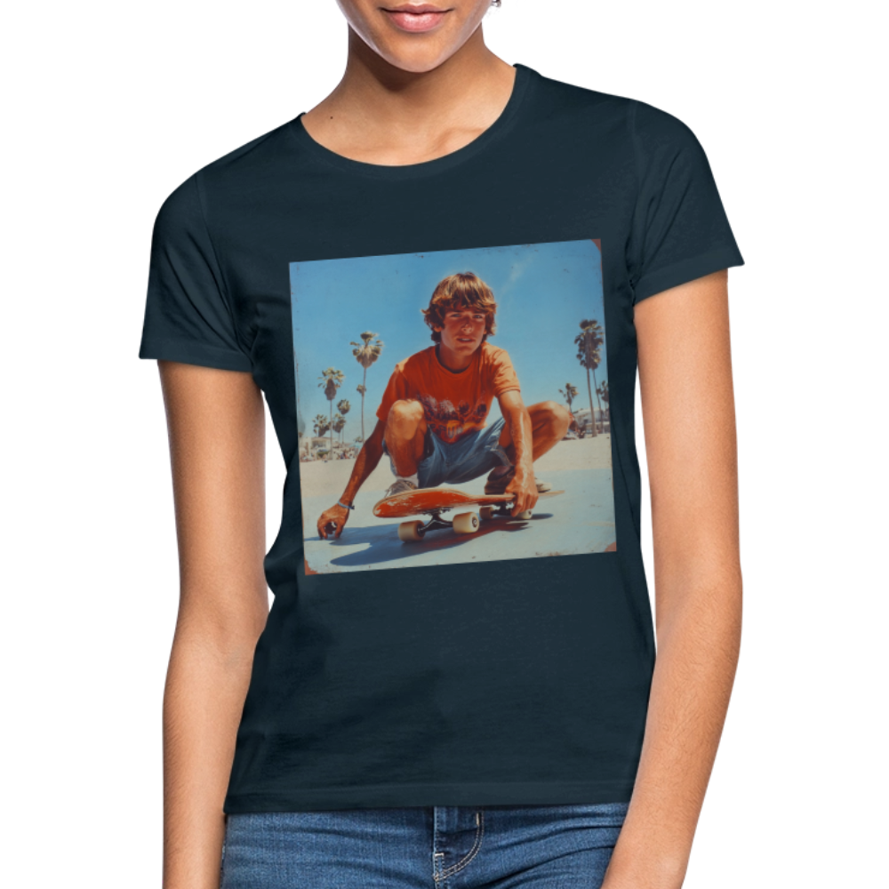 Sunset Vibes, 70s Style, T-shirt dam - marinblå