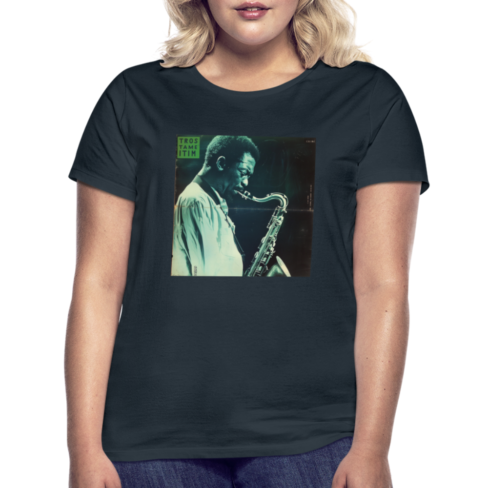 Gåtfull figur i jazzens underground, T-shirt dam - marinblå