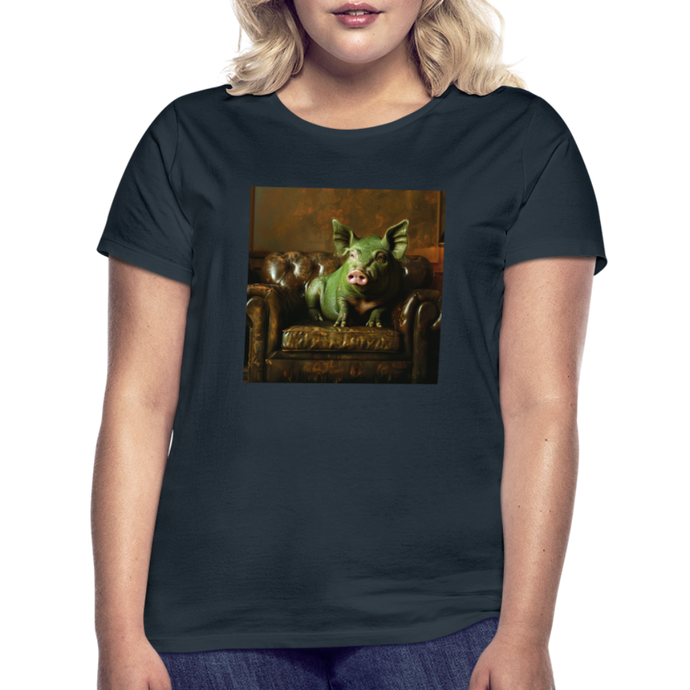 Grön Elegans, T-shirt dam - marinblå