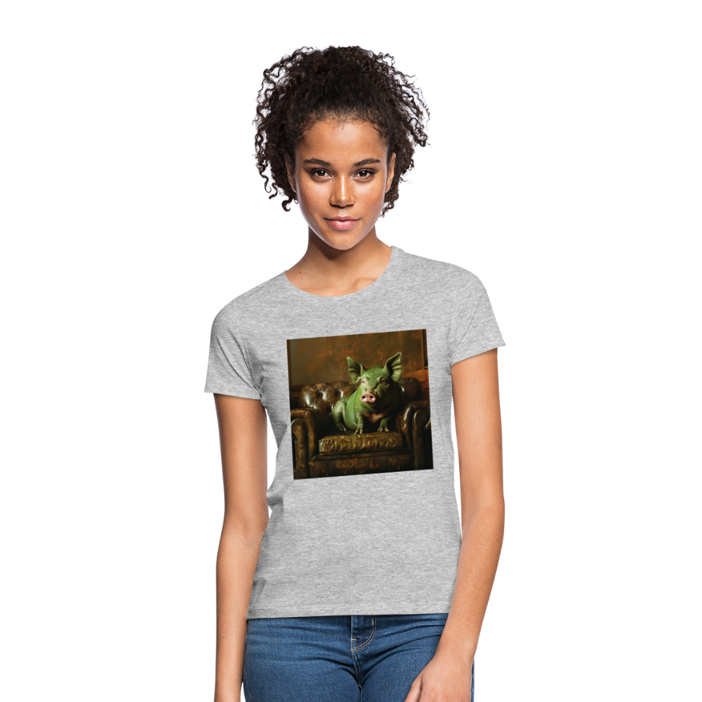 Grön Elegans, T-shirt dam - gråmelerad