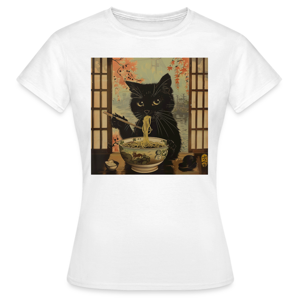 Ramenkatt, T-shirt dam - vit