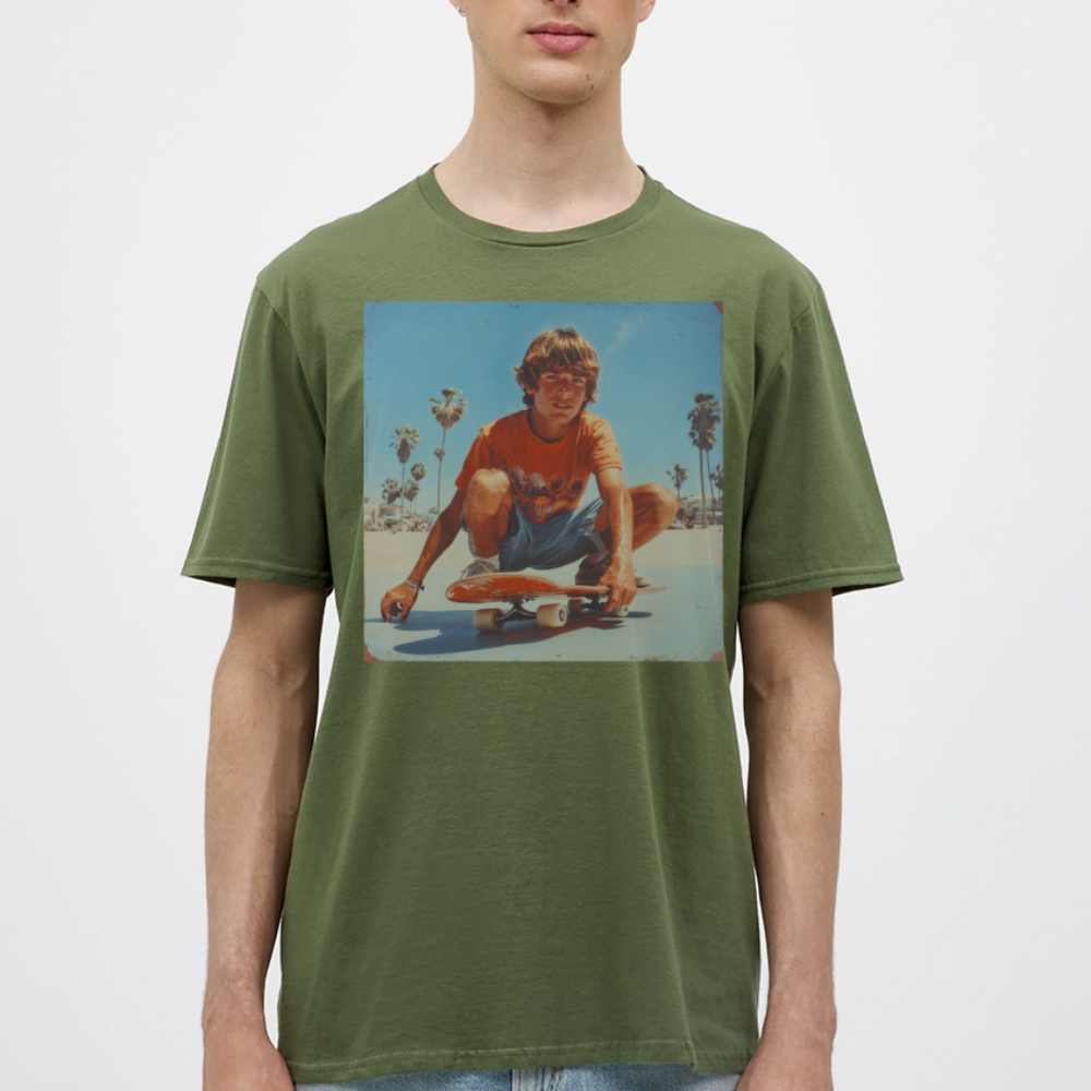 Sunset Vibes, 70s Style, T-shirt herr - Militärgrön