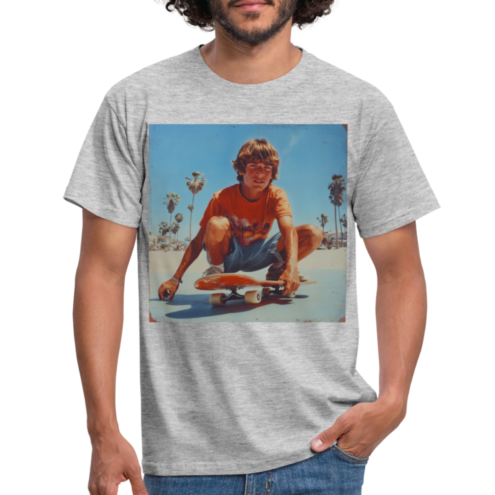 Sunset Vibes, 70s Style, T-shirt herr - gråmelerad