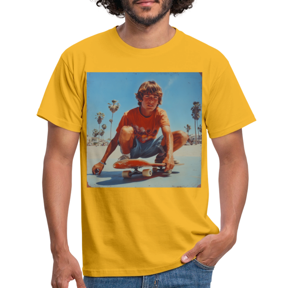 Sunset Vibes, 70s Style, T-shirt herr - gul