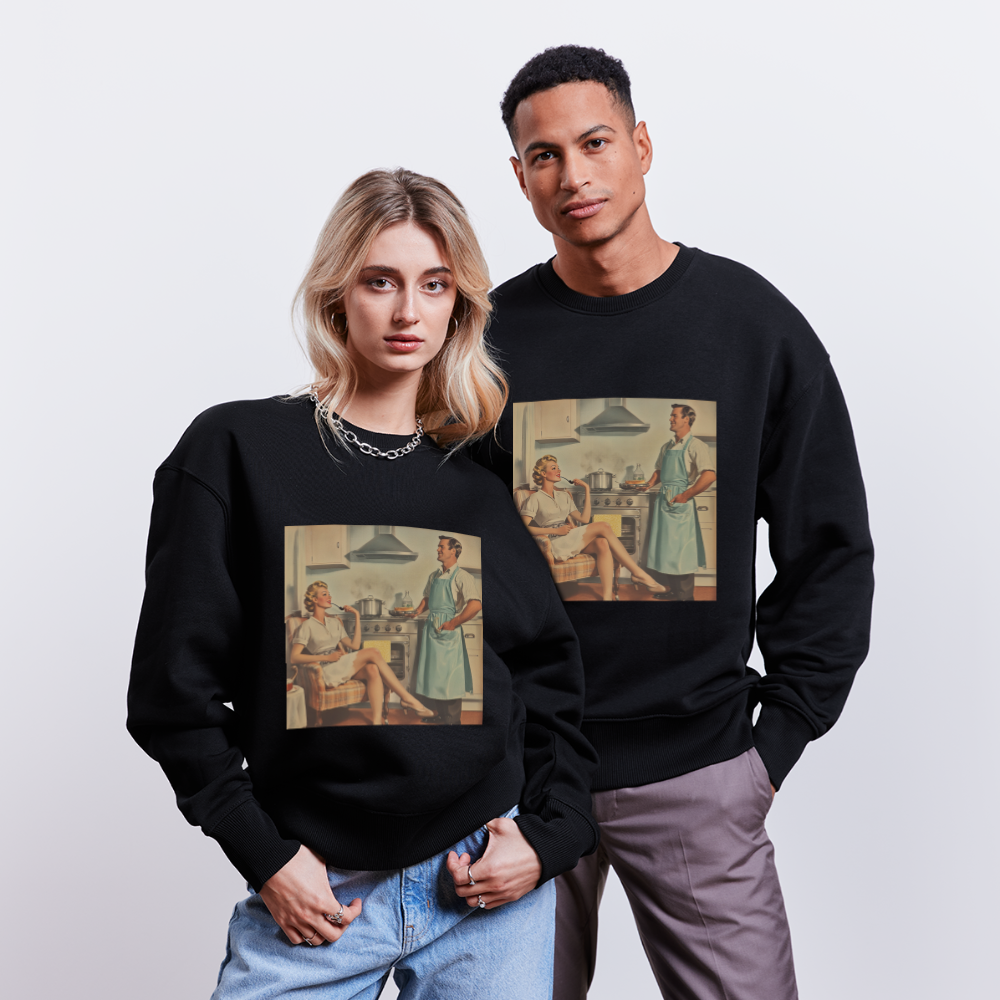 Äta bör man - annars dör man, Ekologisk oversizetröja RADDER unisex från Stanley/Stella - svart