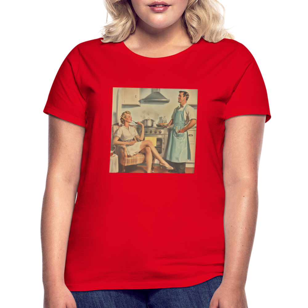 Äta bör man - annars dör man, T-shirt dam - röd