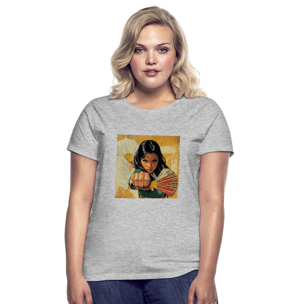 Blå Lotus , T-shirt dam - gråmelerad