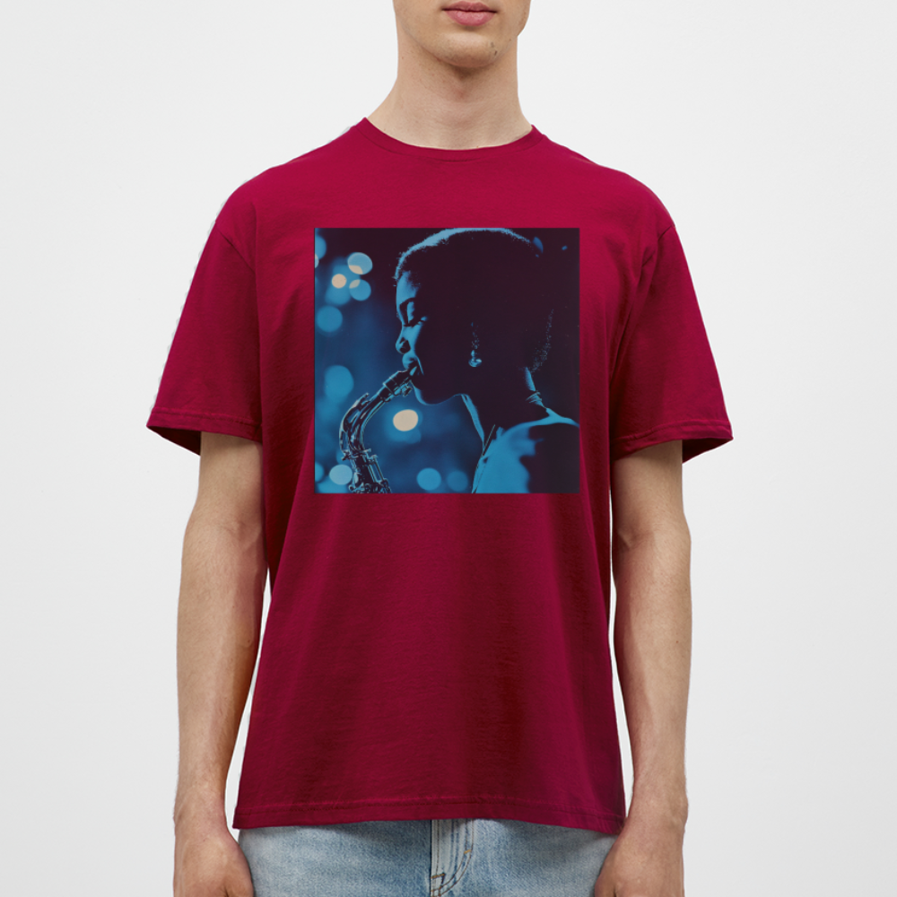 Blå toner i skymningen, T-shirt herr - tegelröd