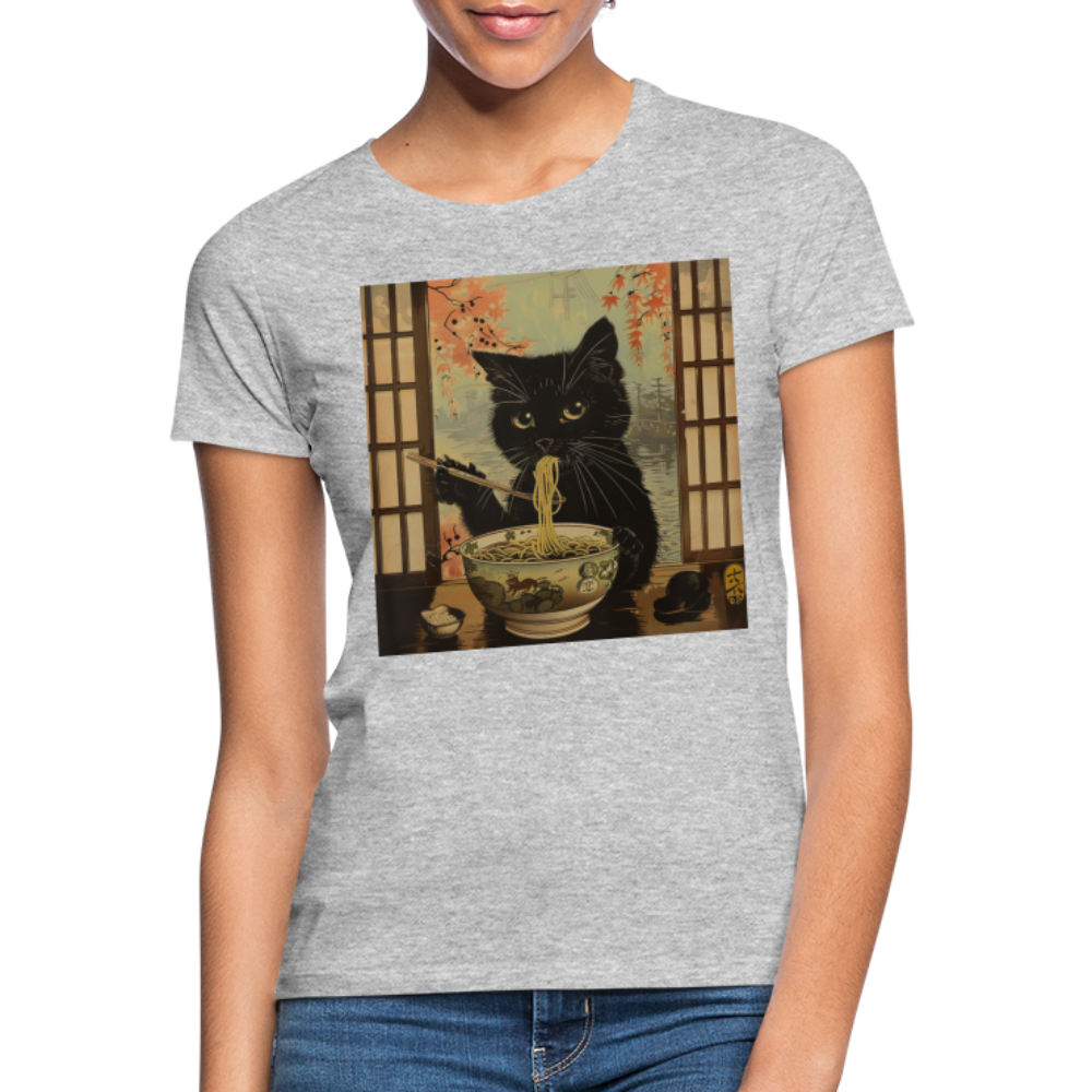 Ramenkatt, T-shirt dam - gråmelerad