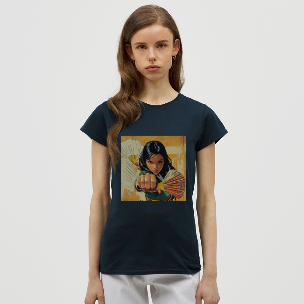 Blå Lotus , T-shirt dam - marinblå