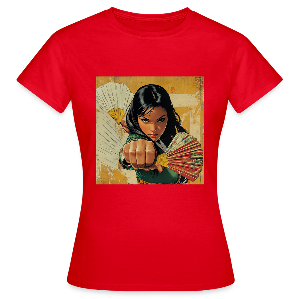 Blå Lotus , T-shirt dam - röd