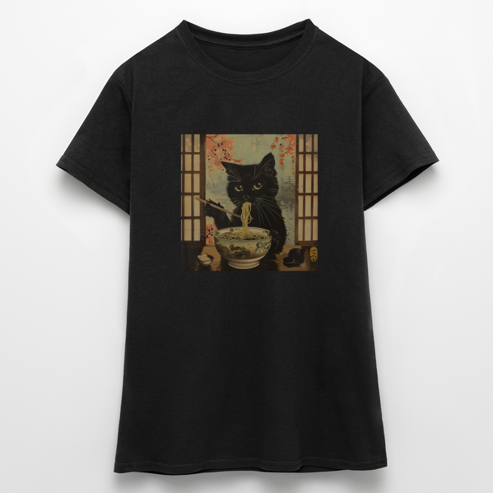 Ramenkatt, T-shirt dam - svart
