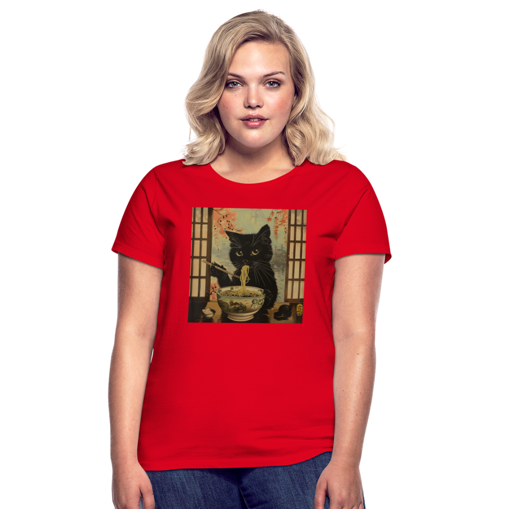 Ramenkatt, T-shirt dam - röd