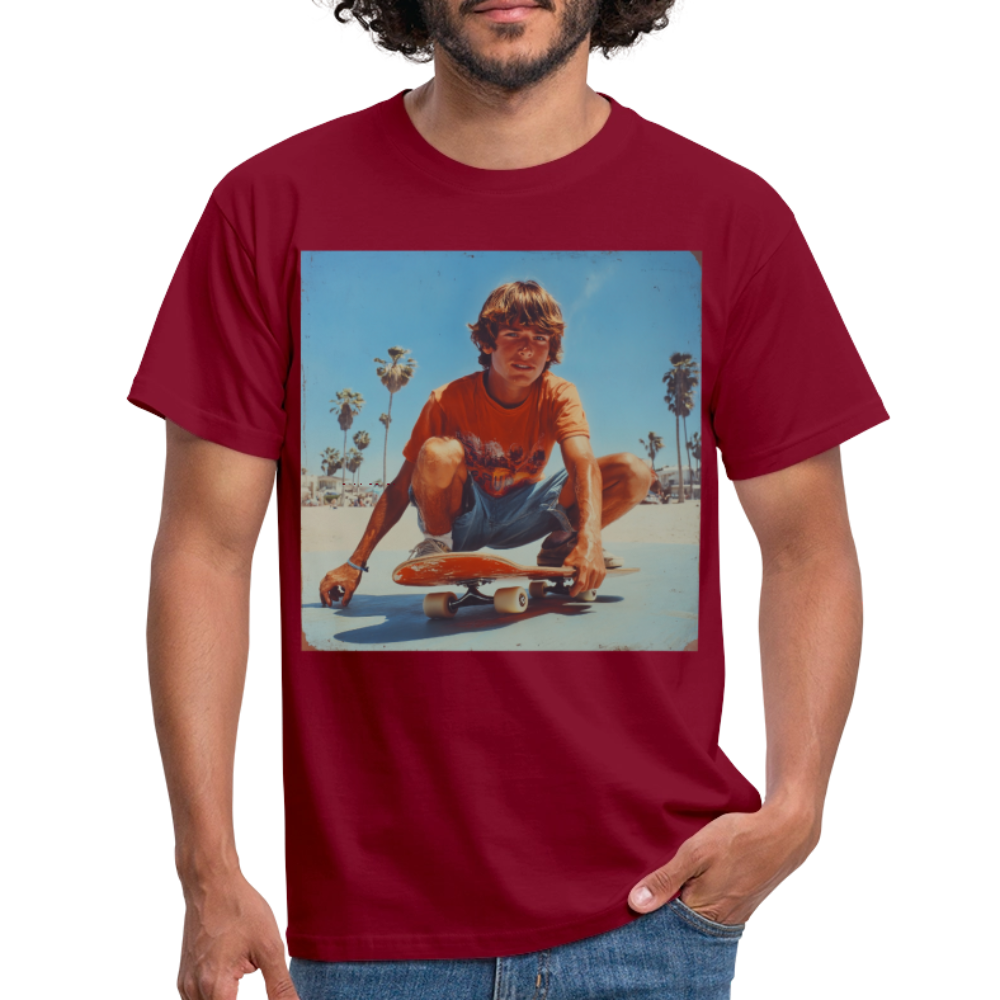 Sunset Vibes, 70s Style, T-shirt herr - tegelröd