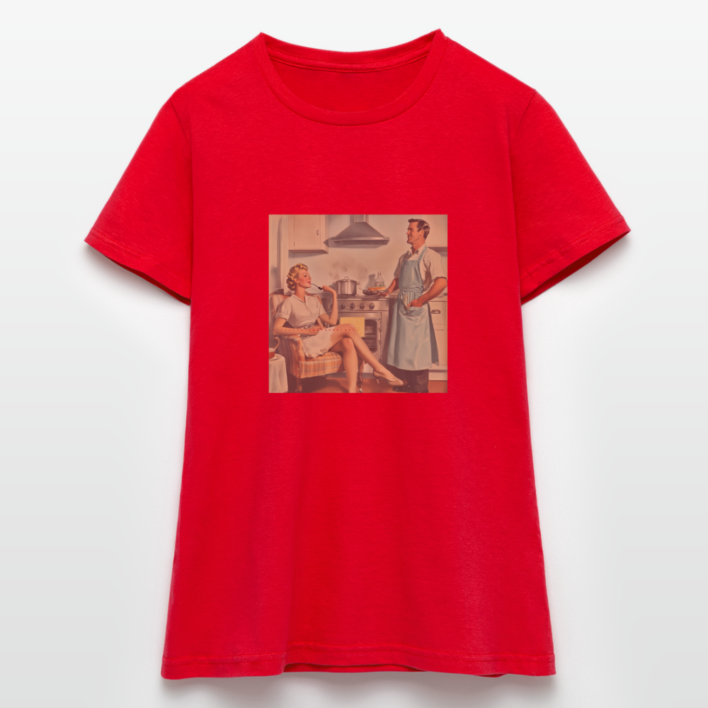 Äta bör man - annars dör man, T-shirt dam - röd
