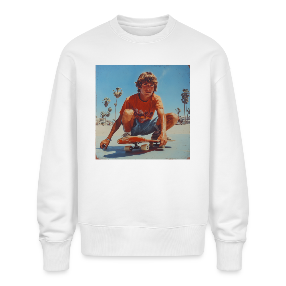 Sunset Vibes, 70s Style, Ekologisk oversizetröja RADDER unisex från Stanley/Stella - vit