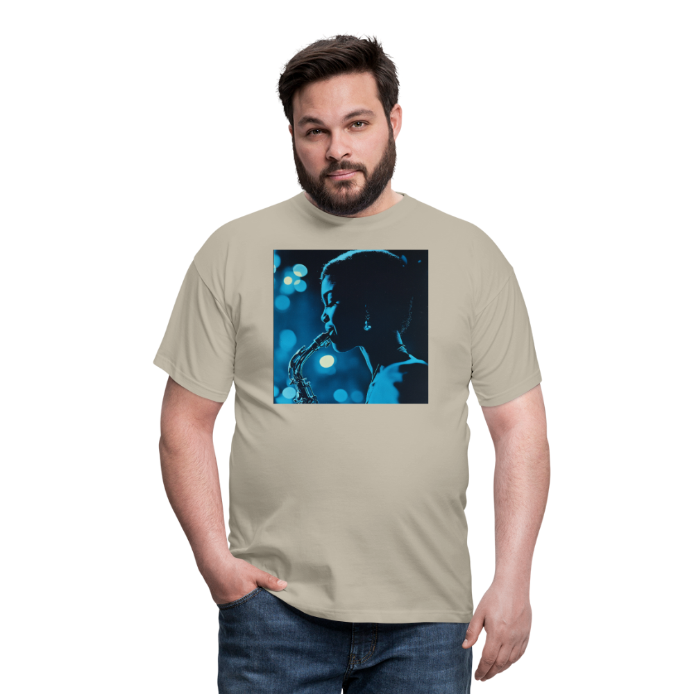 Blå toner i skymningen, T-shirt herr - sandbeige