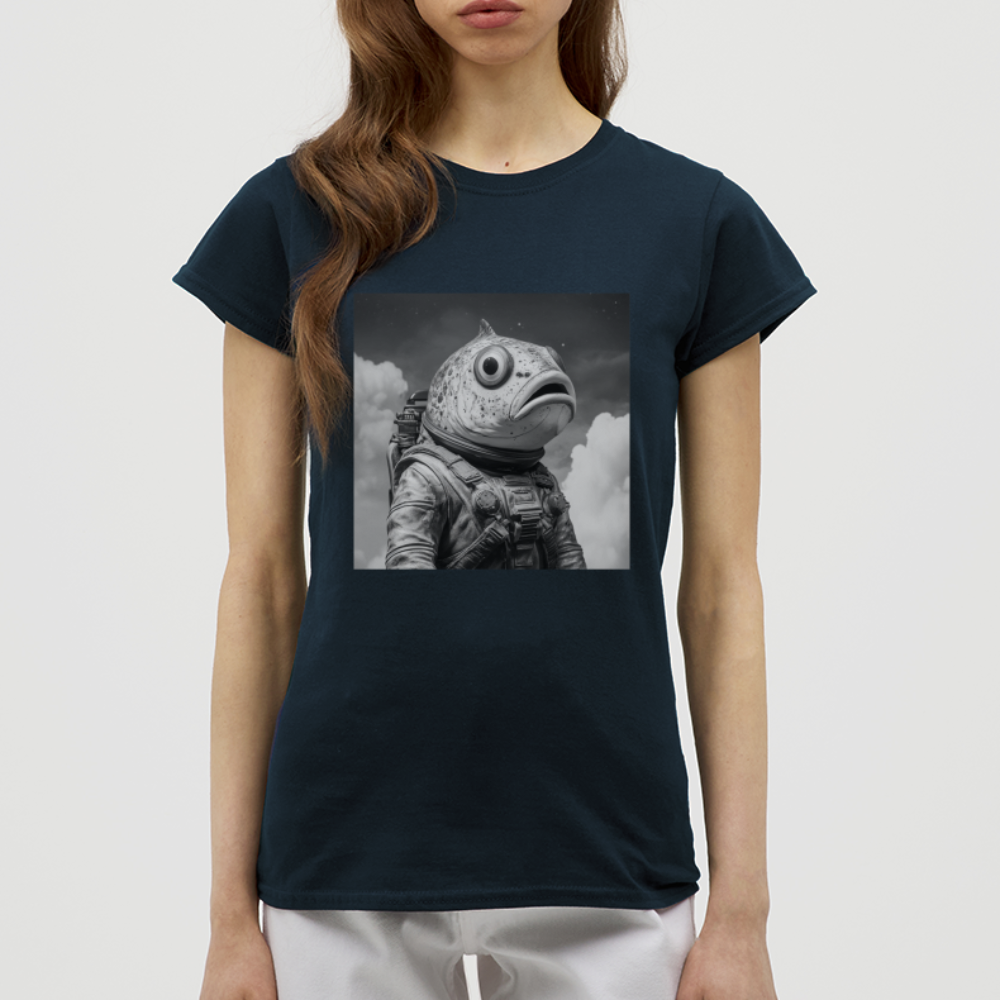 En ensam simtur i universum, T-shirt dam - marinblå