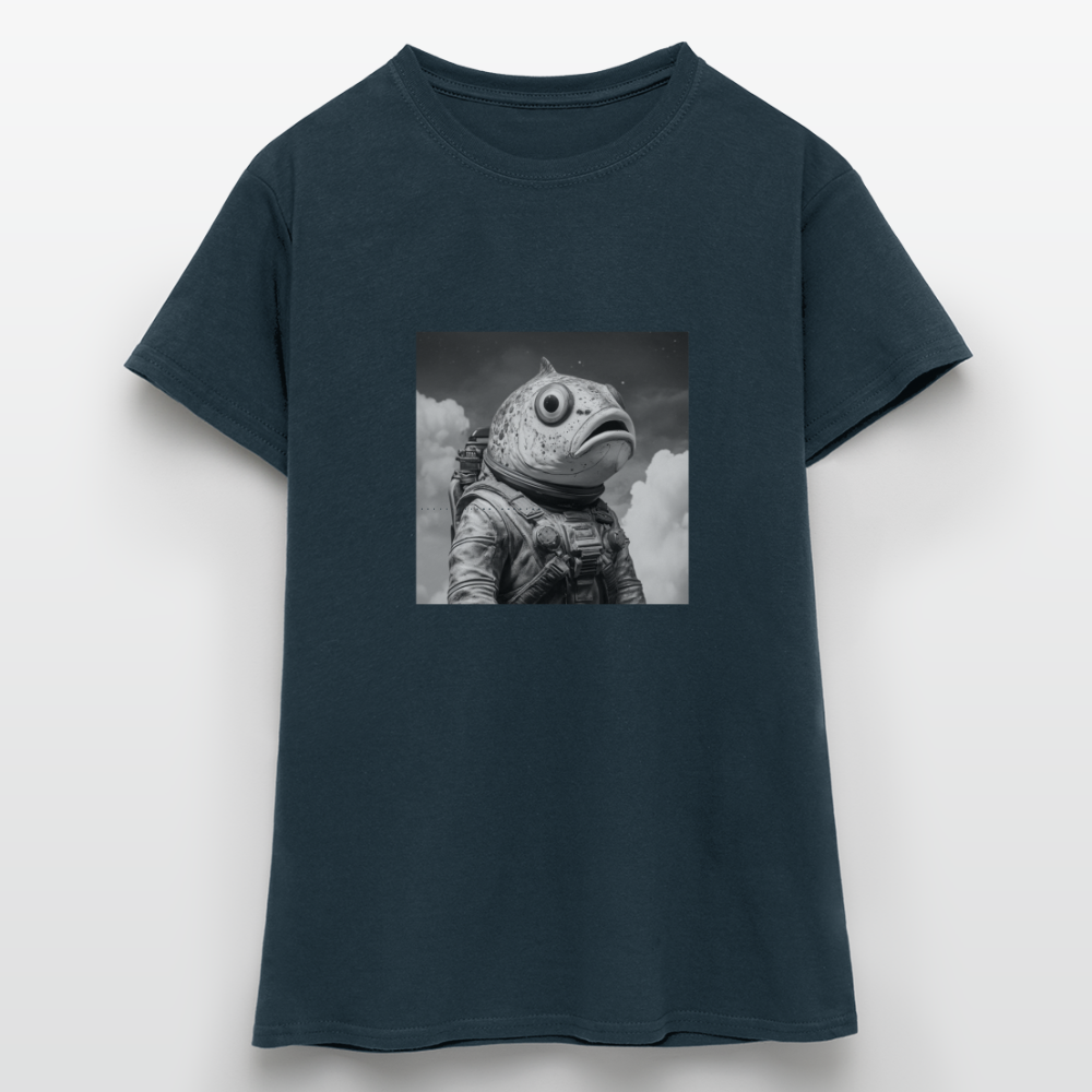 En ensam simtur i universum, T-shirt dam - marinblå