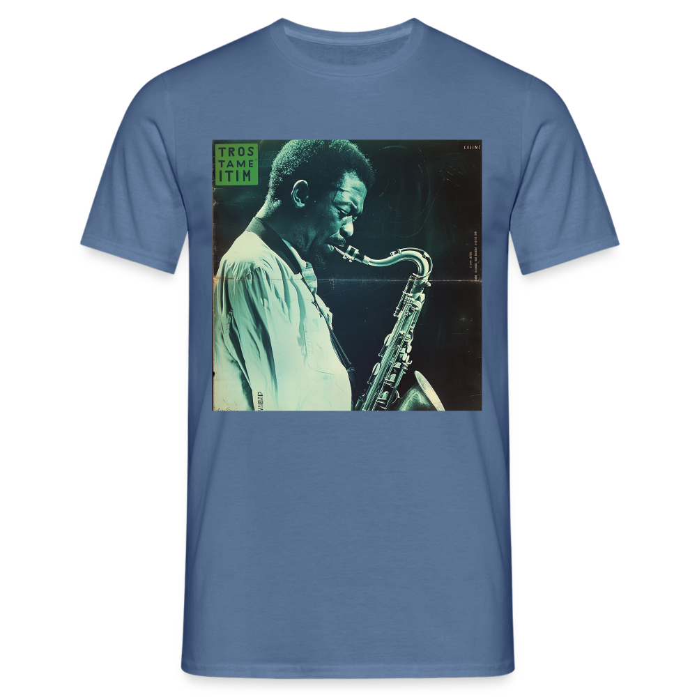 Gåtfull figur i jazzens underground, T-shirt herr - duvblå