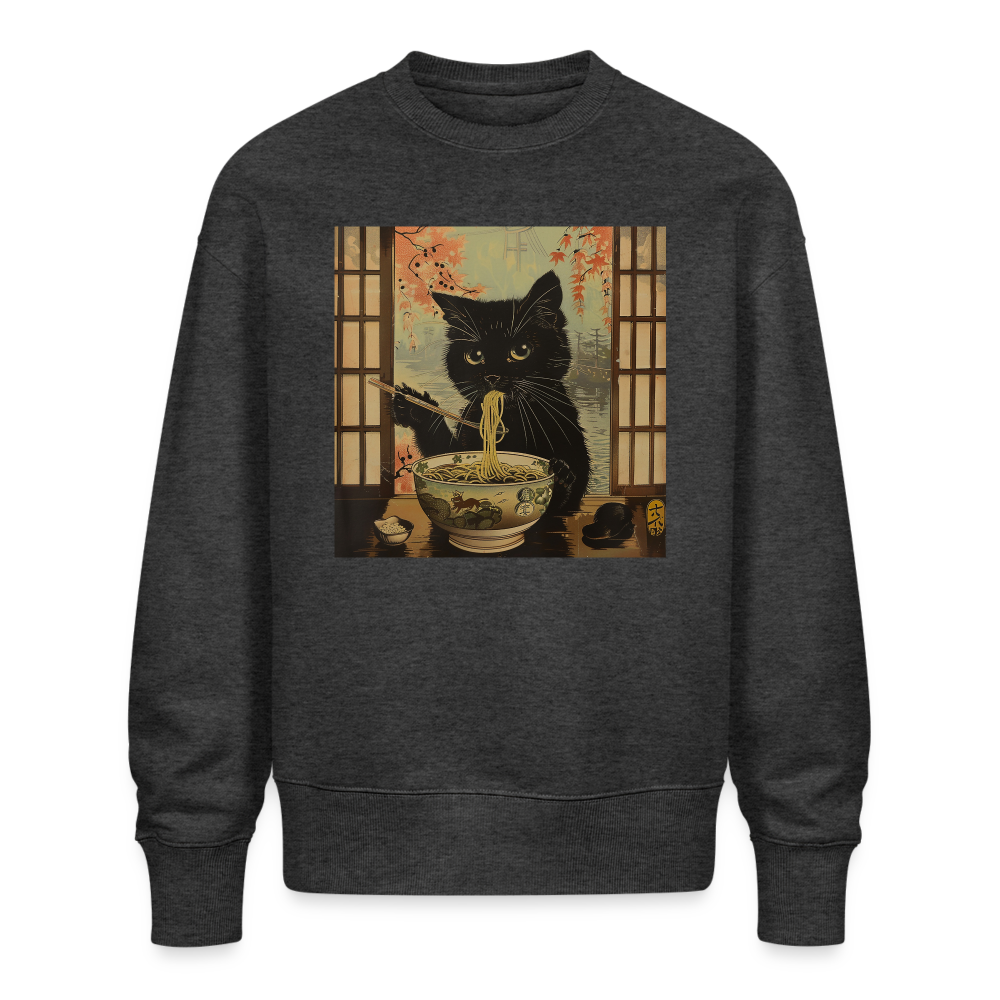 Ramenkatt, Ekologisk oversizetröja RADDER unisex från Stanley/Stella - mörkgråmelerad