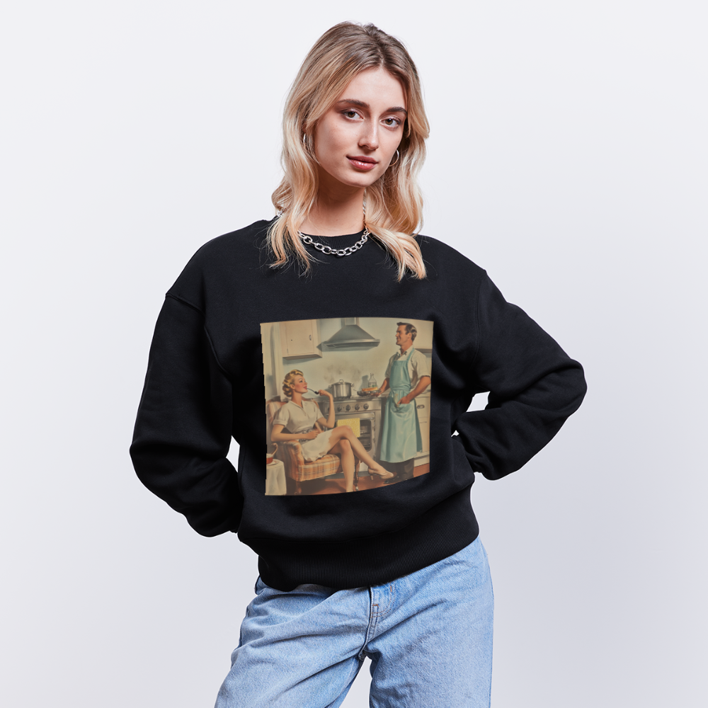 Äta bör man - annars dör man, Ekologisk oversizetröja RADDER unisex från Stanley/Stella - svart