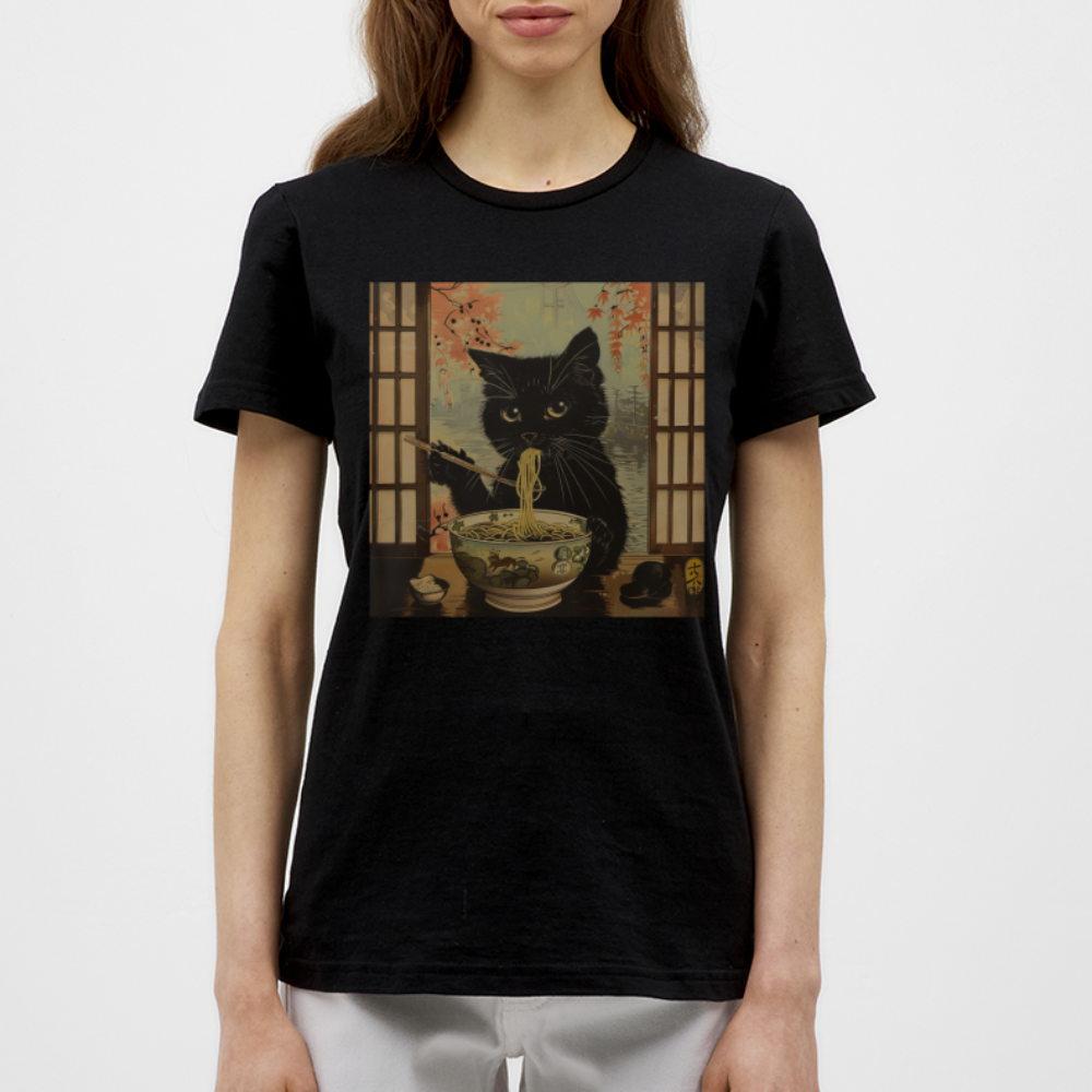 Ramenkatt, T-shirt dam - svart