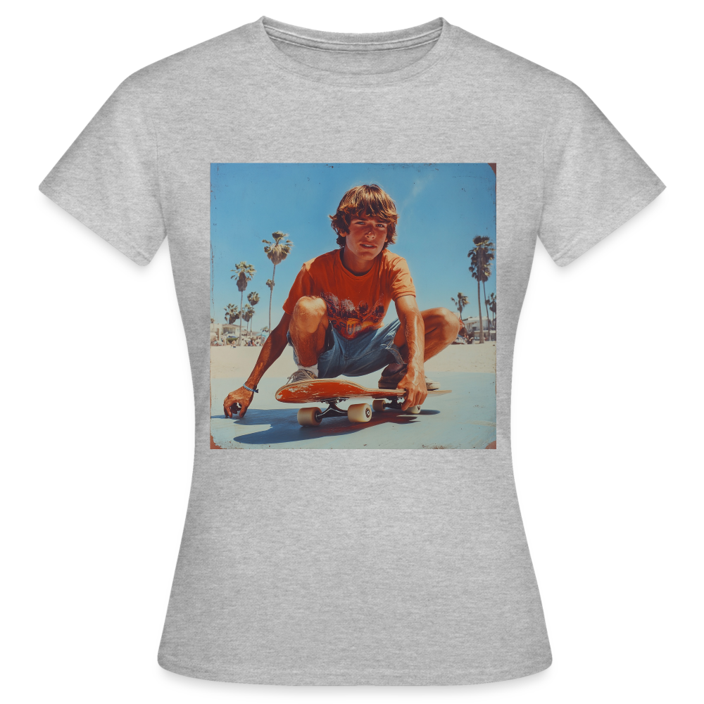 Sunset Vibes, 70s Style, T-shirt dam - gråmelerad