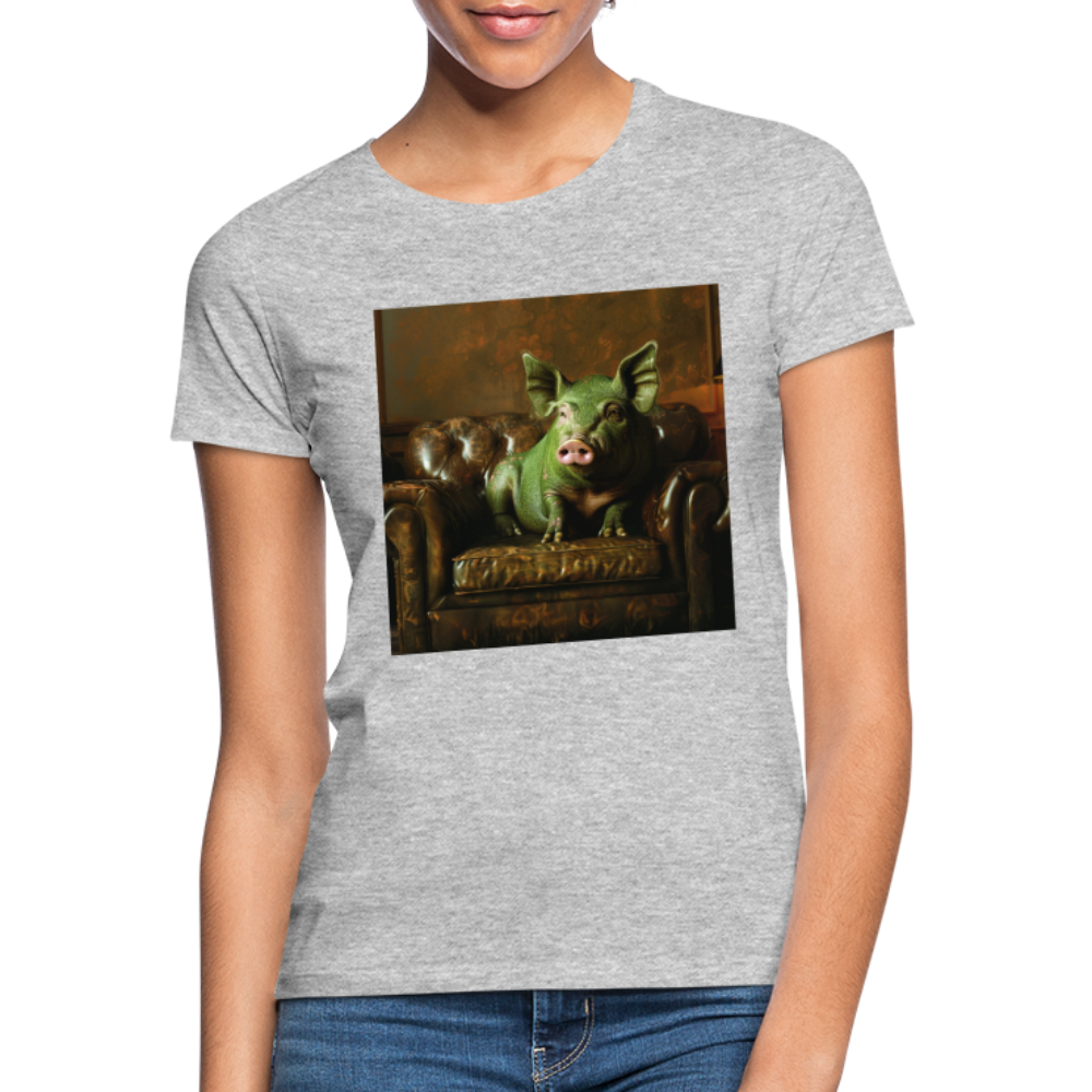 Grön Elegans, T-shirt dam - gråmelerad