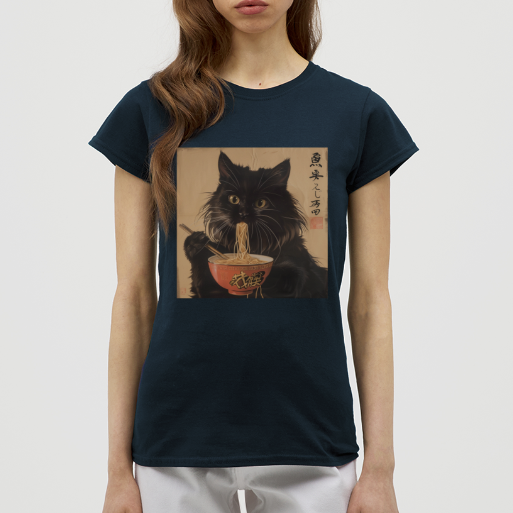 Kejsarens Katt och Ramens Hemlighet, T-shirt dam - marinblå