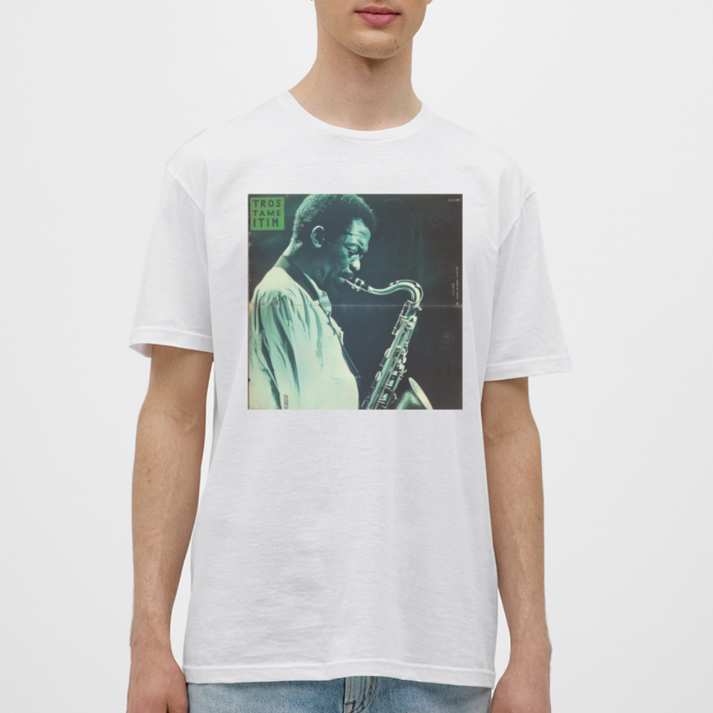 Gåtfull figur i jazzens underground, T-shirt herr - vit