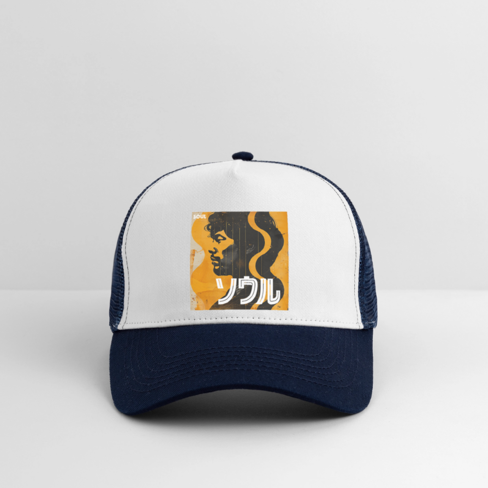 Nippon Grooves, Trucker Cap - vit/marinblå