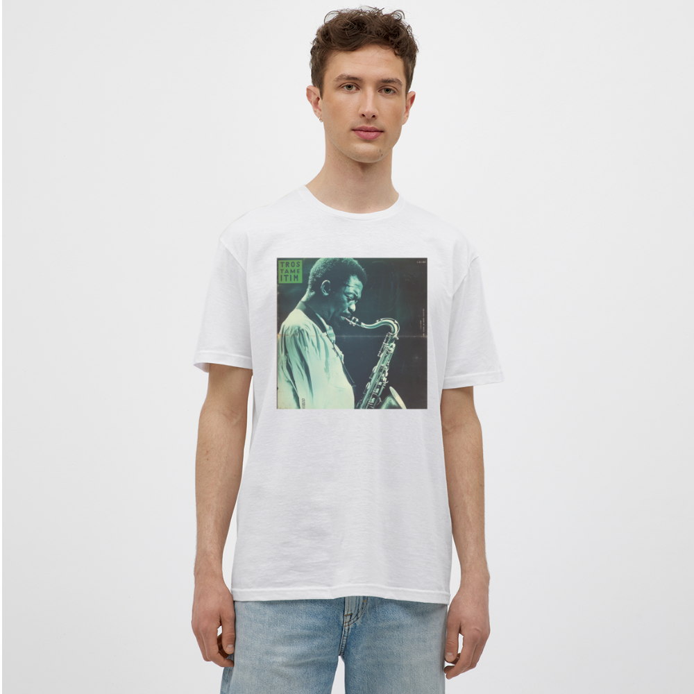 Gåtfull figur i jazzens underground, T-shirt herr - vit