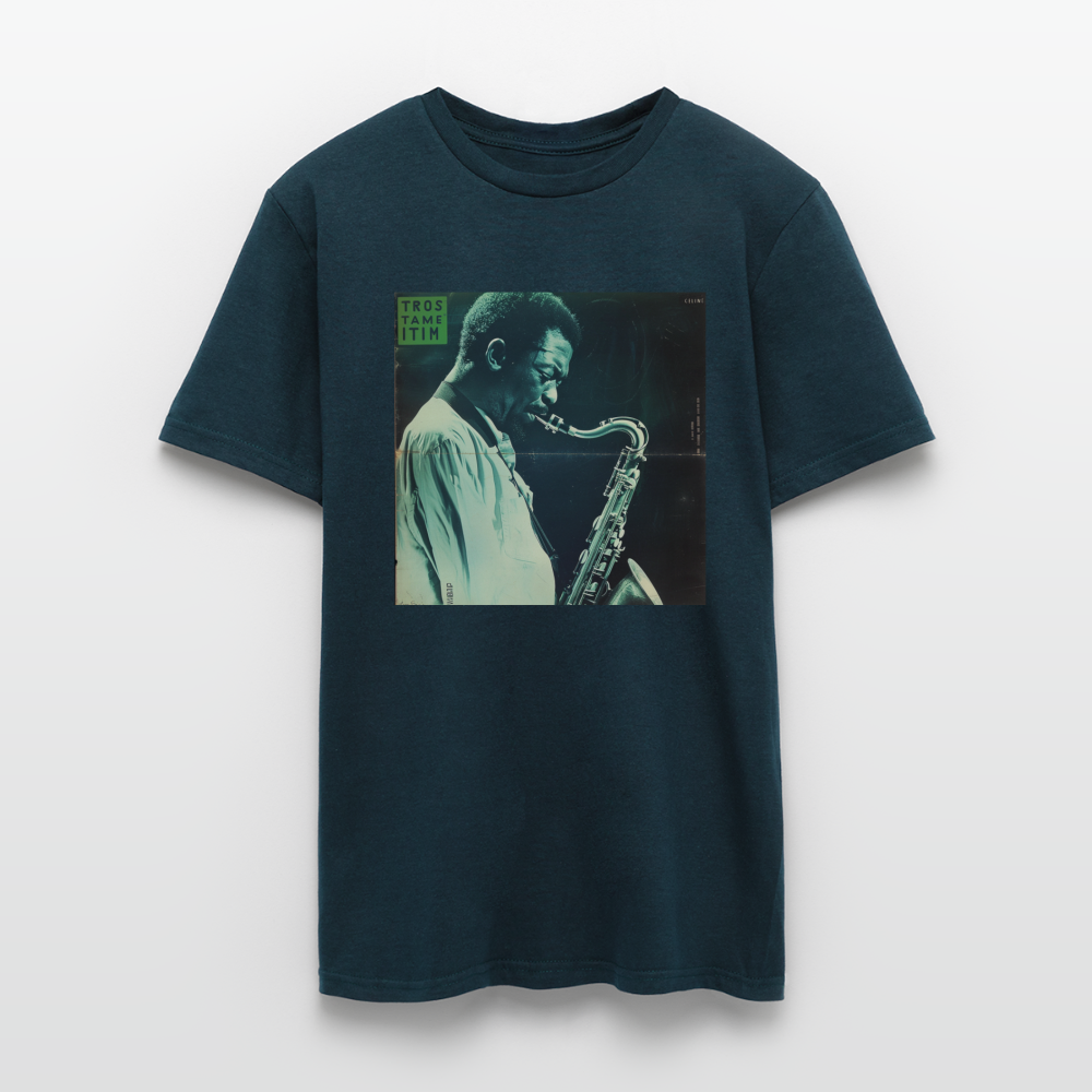 Gåtfull figur i jazzens underground, T-shirt herr - marinblå