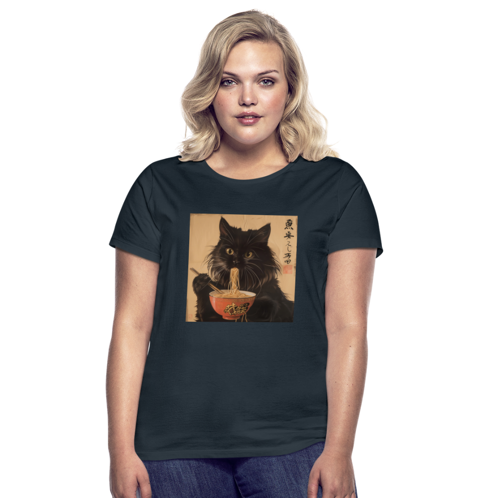 Kejsarens Katt och Ramens Hemlighet, T-shirt dam - marinblå