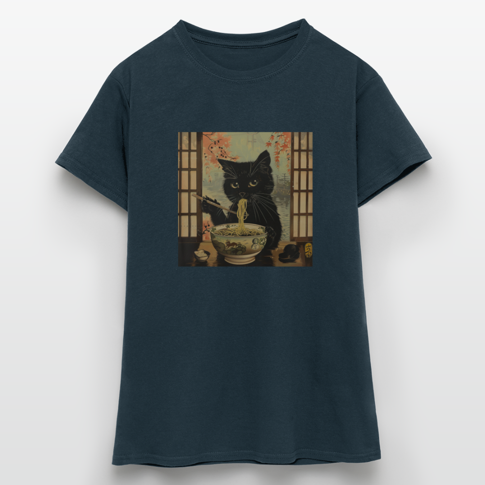 Ramenkatt, T-shirt dam - marinblå