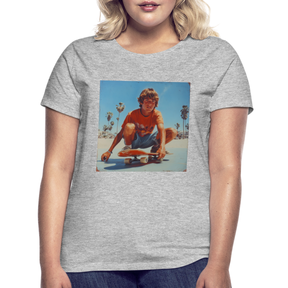 Sunset Vibes, 70s Style, T-shirt dam - gråmelerad