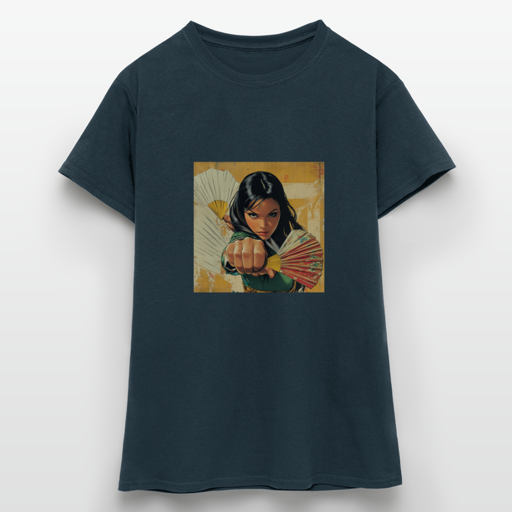 Blå Lotus , T-shirt dam - marinblå