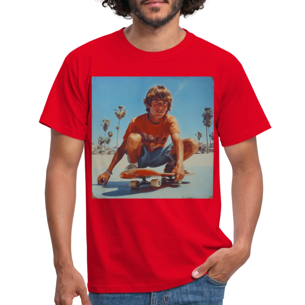 Sunset Vibes, 70s Style, T-shirt herr - röd