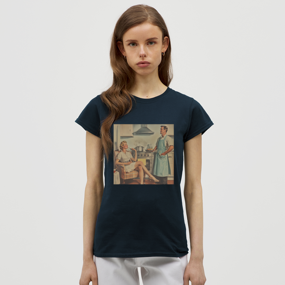 Äta bör man - annars dör man, T-shirt dam - marinblå